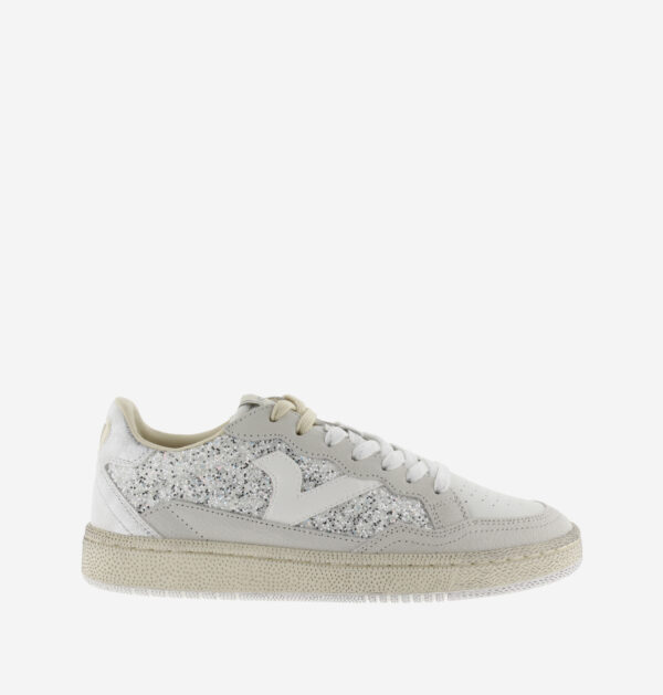 Victoria- Sneakers Donna Bianco Glitter Argento